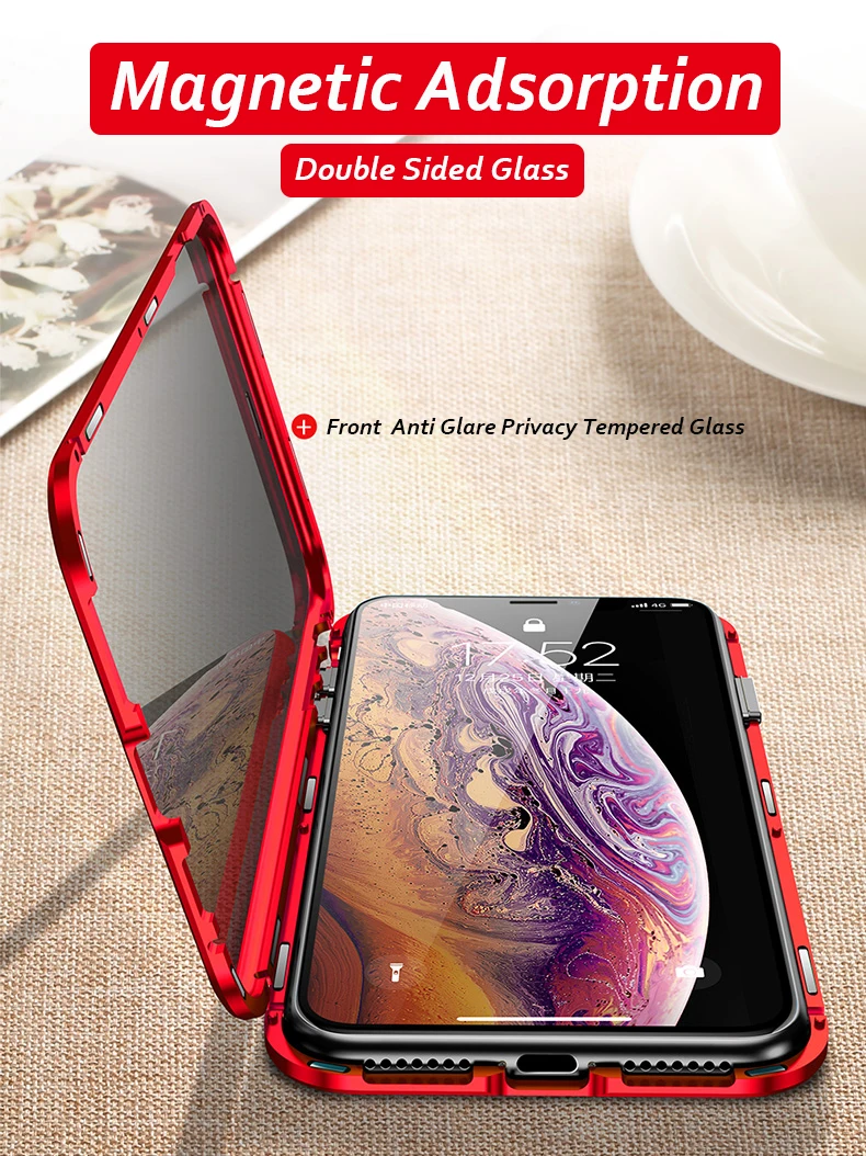 Антибликовый Магнитный чехол для iPhone 11 Pro XS MAX XR двухсторонняя, для стекла металлический бампер для iPhone 8 7 6 Plus