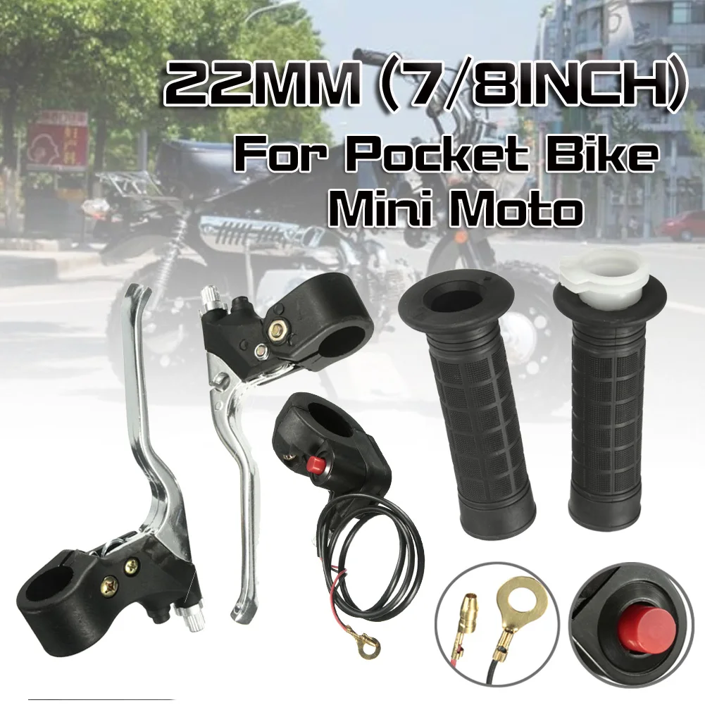 

1 Set 22mm 7/8 inches Handle Bar Hand Grip Kill On/Off Switch Throttle Brake Lever For Pocket Bike Mini Moto