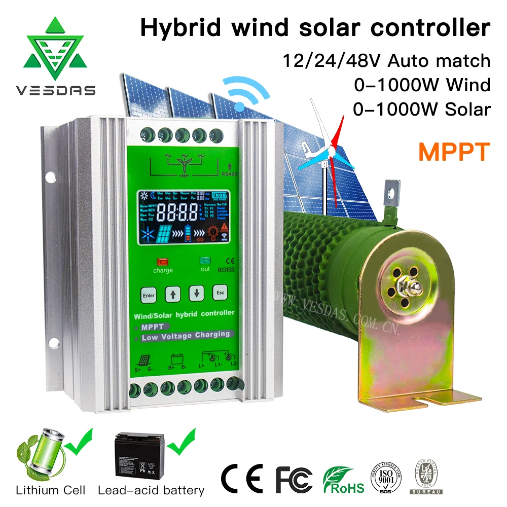 Гибридный солнечный контроллер заряда от ветра 600 3000 Вт система питания MPPT