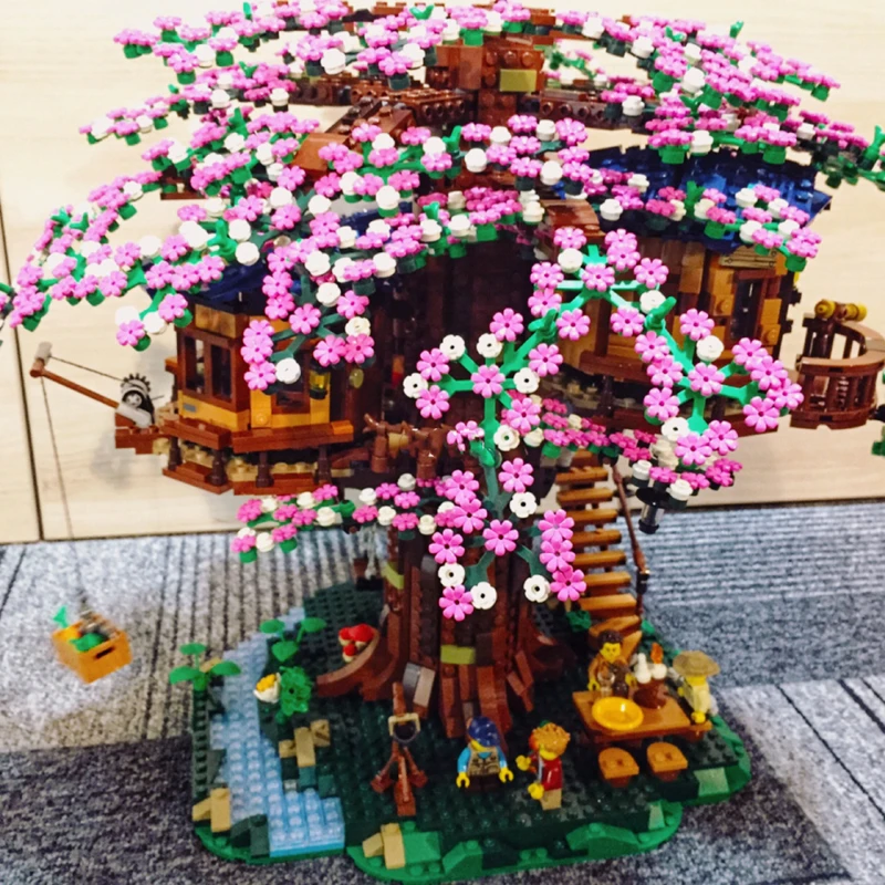 Новый sakura Tree House Idea Series MOC совместим с 21318 Lepining строительные блоки кирпичи