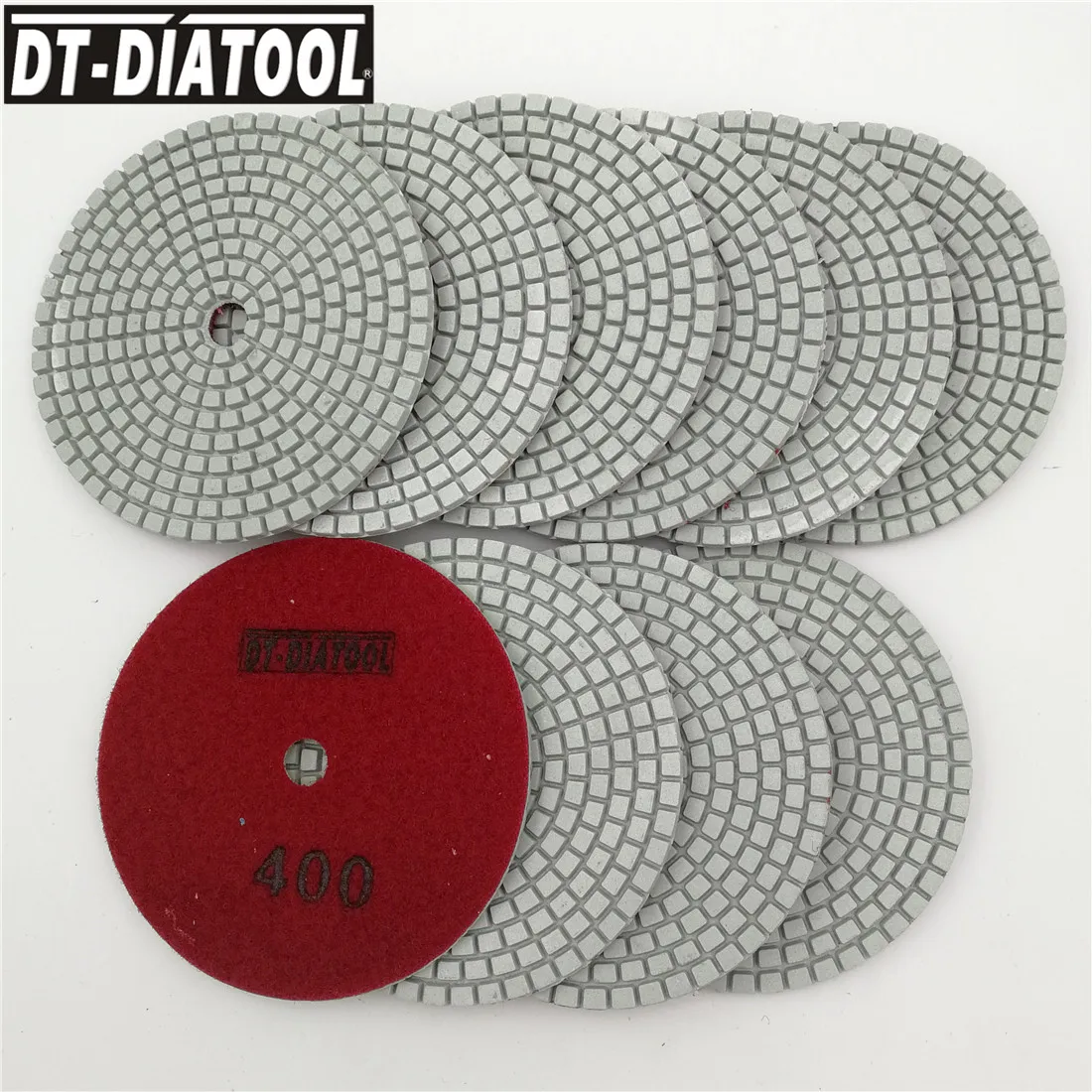 

DT-DIATOOL 10pcs Dia 100mm/4" Grit #400 Diamond Wet or Dry Polishing Pads Resin Bond Sanding Discs For Stone Granite Marble