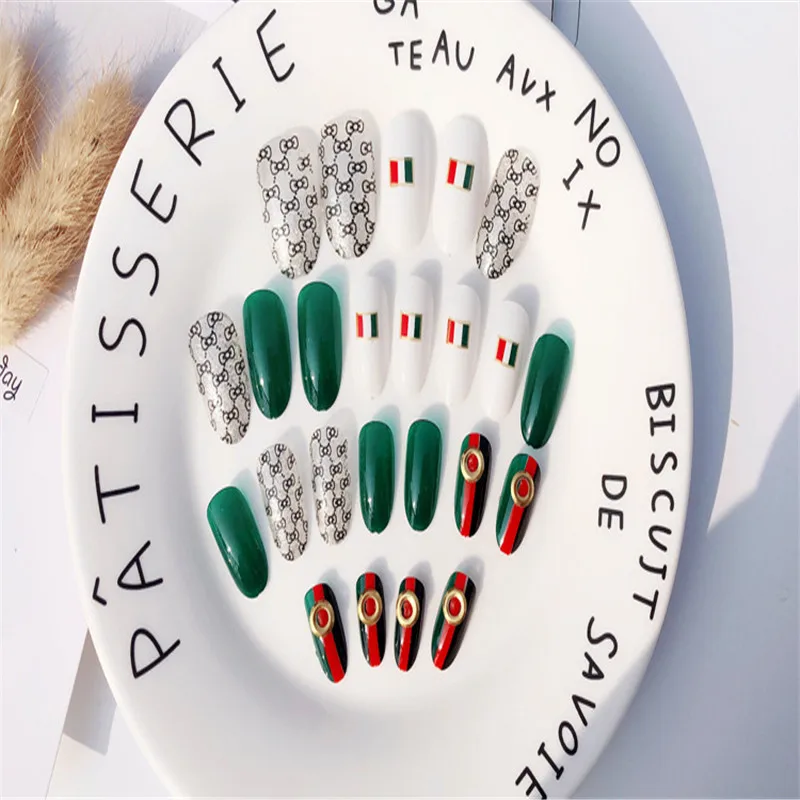 24 шт. очаровательные Модные Длинные накладные ногти полное покрытие