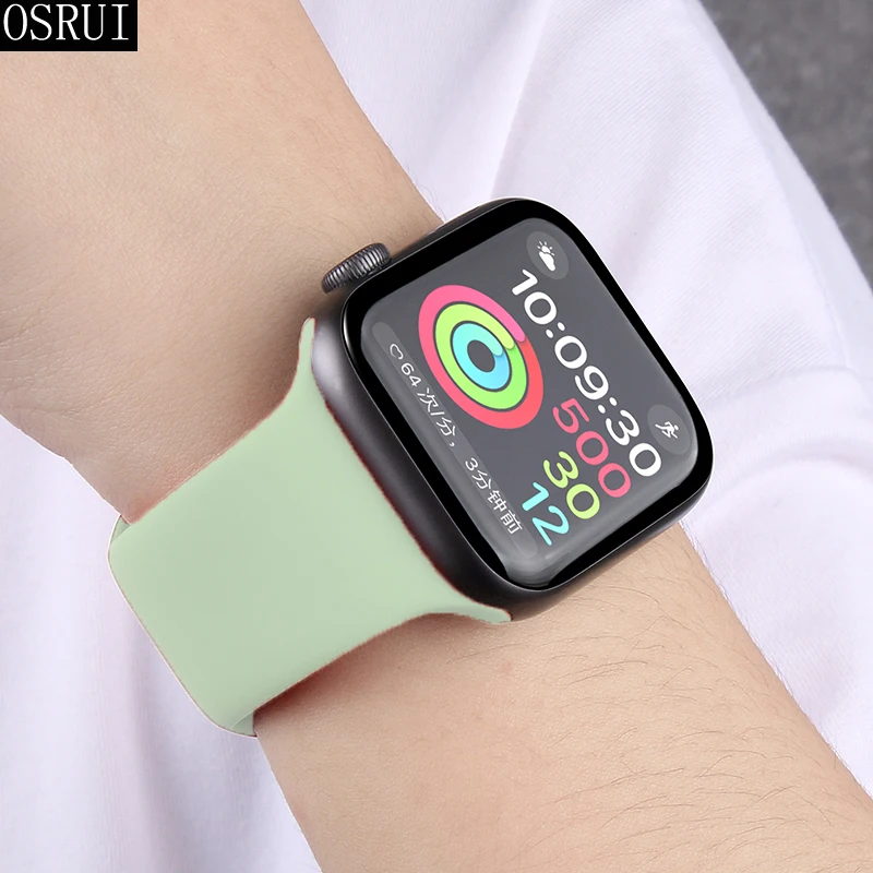 Спортивный силиконовый ремешок для Apple watch 44 мм 40 correa 42 38 iwatch series 5 4 3 браслет