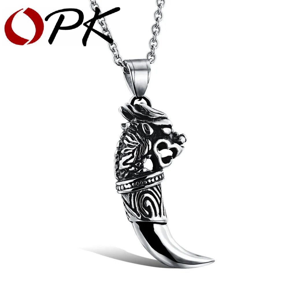 

OPK Brand Fashion New 2015 Dragon Design Cool Man Pendants Punk Rock Stainless Steel Personality Men Jewelry Necklaces, 943