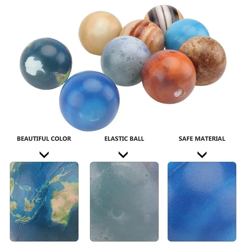 

9pcs Bounce Balls Nine Planets Bouncy Balls Jumping Balls (Assorted Color)