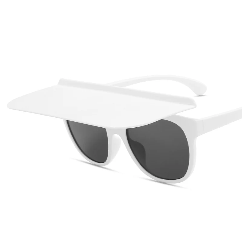 

High Fashion Shield Visor Flip Up Sunglasses Women Men Luxury Oversized Shades Hat Style White Square Sun Glasses Female 2021