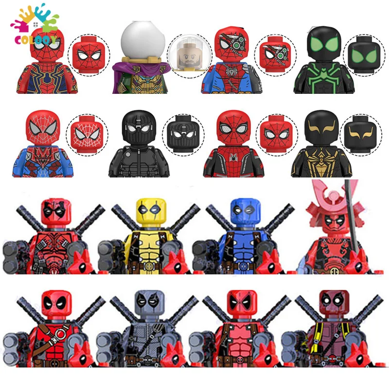

Kids Toys Marvel Spider Man Figures Building Blocks Deadpool Iron Man Bricks Mini Doll Toys For Children Christmas Gifts
