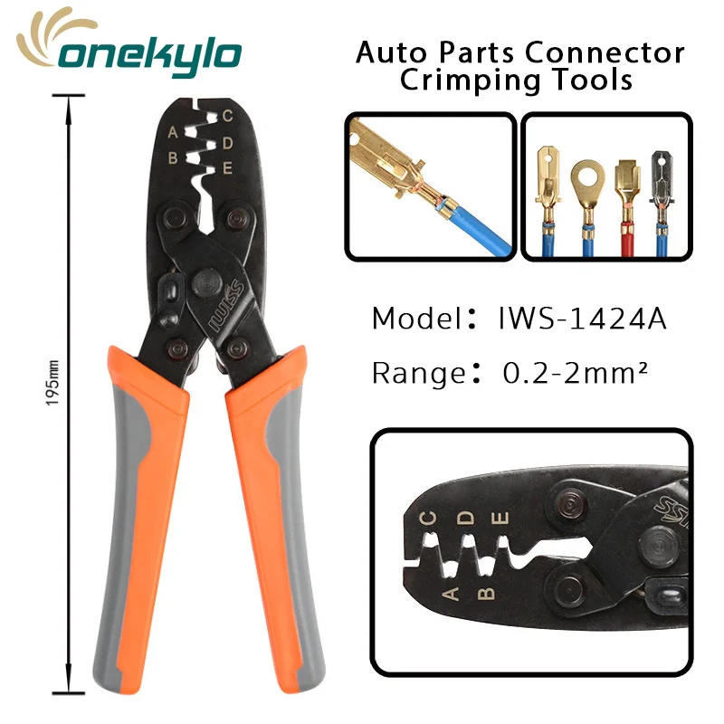 IWS-1424A Wire Clamp Open Barrel Terminal Crimper Plier Tool for Molex Style DELPHI AMP TYCO Terminals 24-14 AWG IWISS pliers - Цвет: IWS-1424A