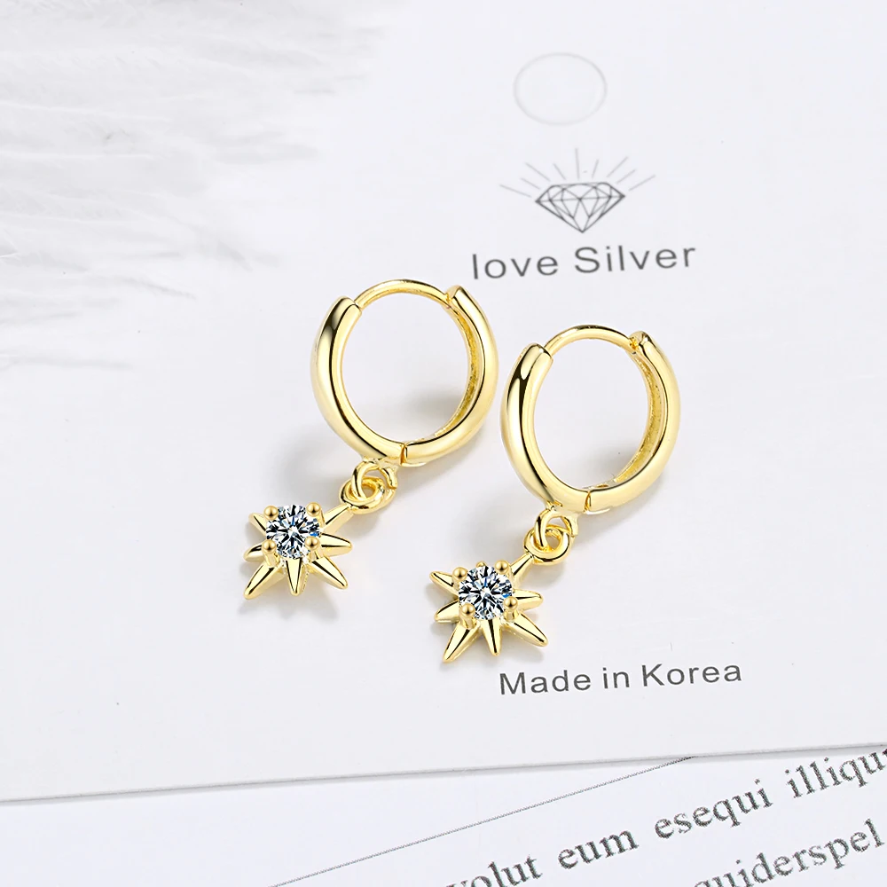 Серьги женские серебряные маленькие кольца с фианитом украшение для
