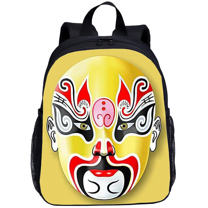 13 дюймов рюкзак для мальчиков девочек Китайская традиционная культура маска 3D