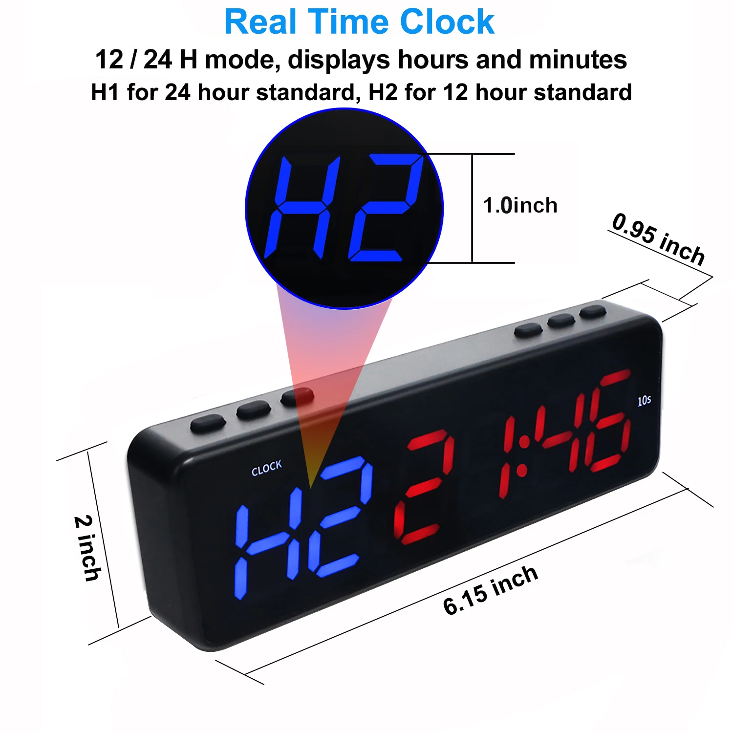 구매 휴대용 체육관 운동 타이머, 자석 척추가 내장된 피트니스 시계, 블루투스를 통한 무료 모바일 앱에서 제어, 파란색 빨간색