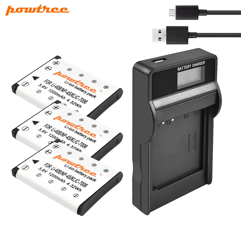 Powtree для FUJIFILM NP-45A NP-45 NP 45 сменный аккумулятор+ USB ЖК-зарядное устройство для FUJIFILM XP10 XP11 J38 Z70 Z35 J40 J20 - Цвет: 3 Battery Charger