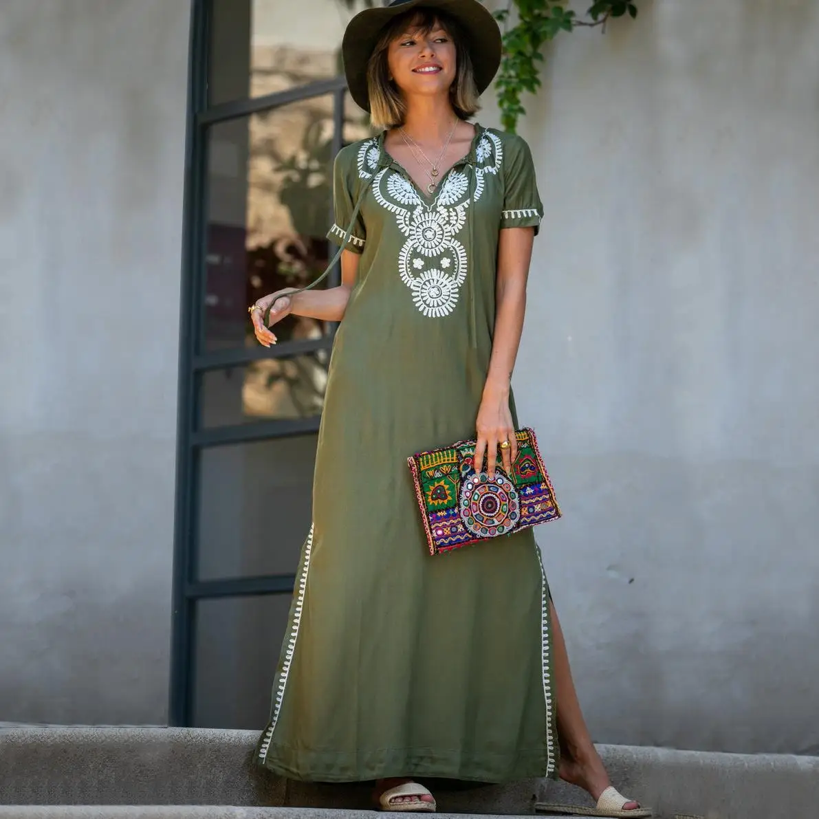 Вышивка хлопковая Пляжная накидка Саида de купальный костюм Praia Для женщин Bikini Cover