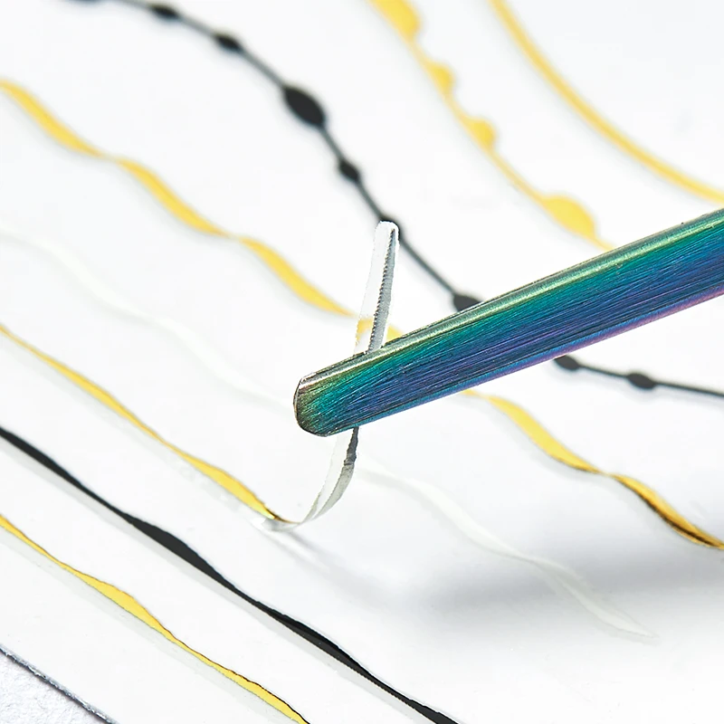 Четыре лилии золотые серебряные металлические 3D наклейки для ногтей линии