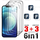 Защитное стекло для экрана iPhone 12, 11 pro max, 12mini, закаленное, 6 в 1