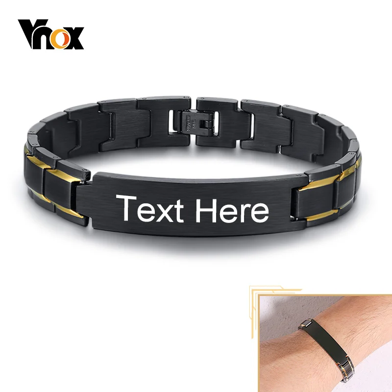 Мужской браслет из нержавеющей стали с гравировкой имени и надписью|Цепочки