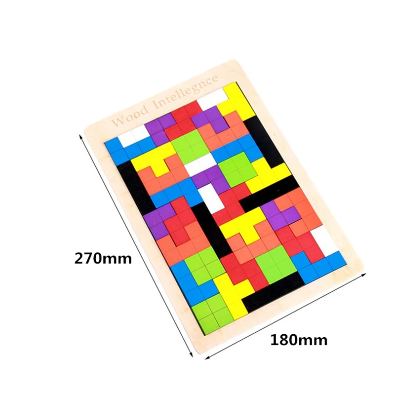 

Colorful 3D Puzzle Wooden Tangram Math Toys Tetris Game Children Pre-school Magination Intellectual Educational Toy for Kids
