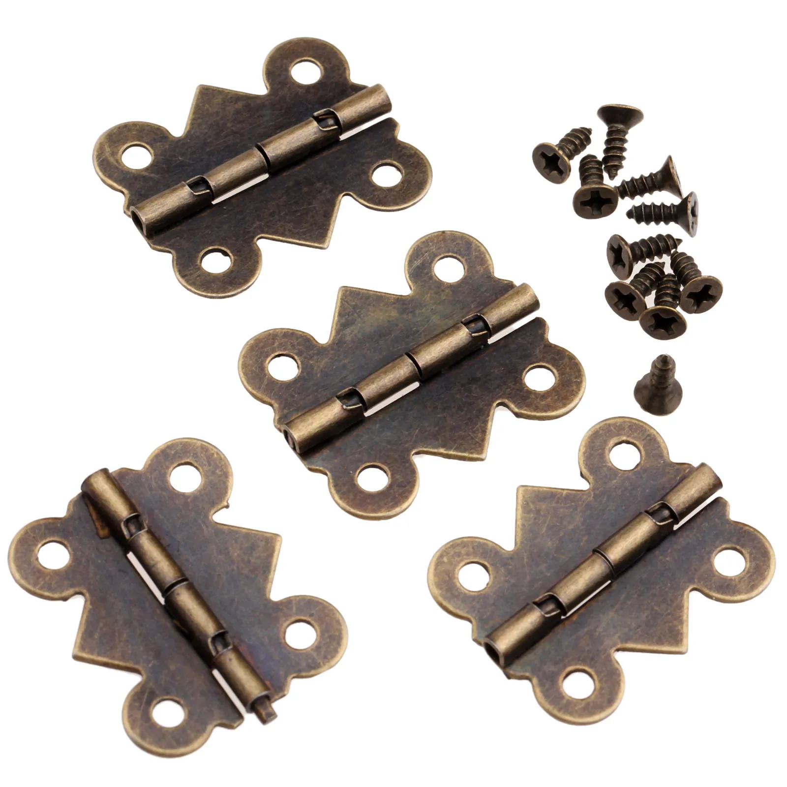

20/12/4pcs Hinges with screws Butterfly Style Butt Iron hinge Antique Bronze Vintage Wooden jewelry box wine case 25*20mm