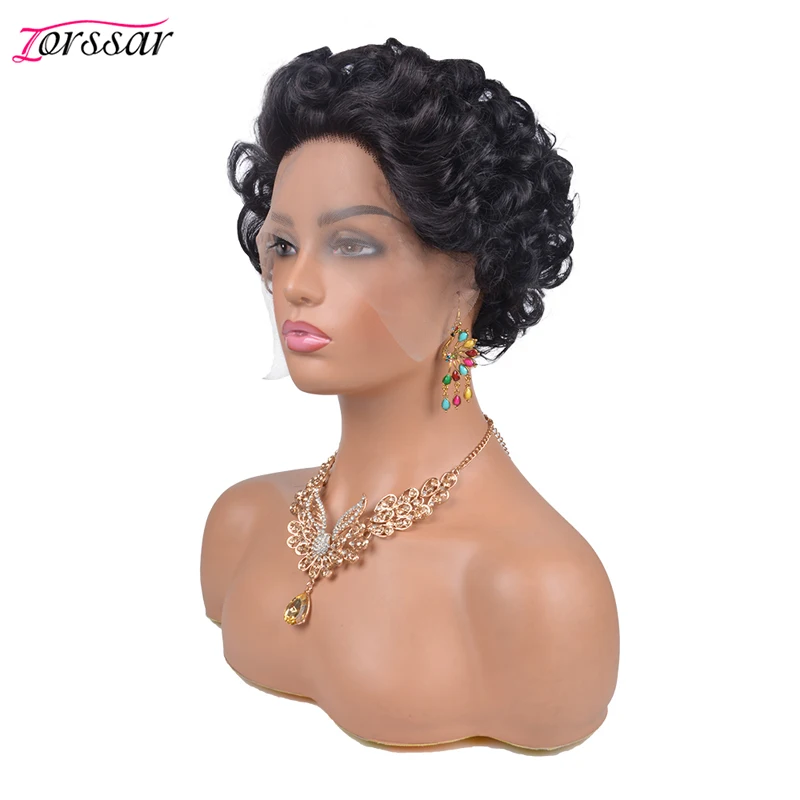 

Короткие кудрявые прозрачные парики из человеческих волос с кружевом, предварительно выщипанные Детские волосы, парики из человеческих во...