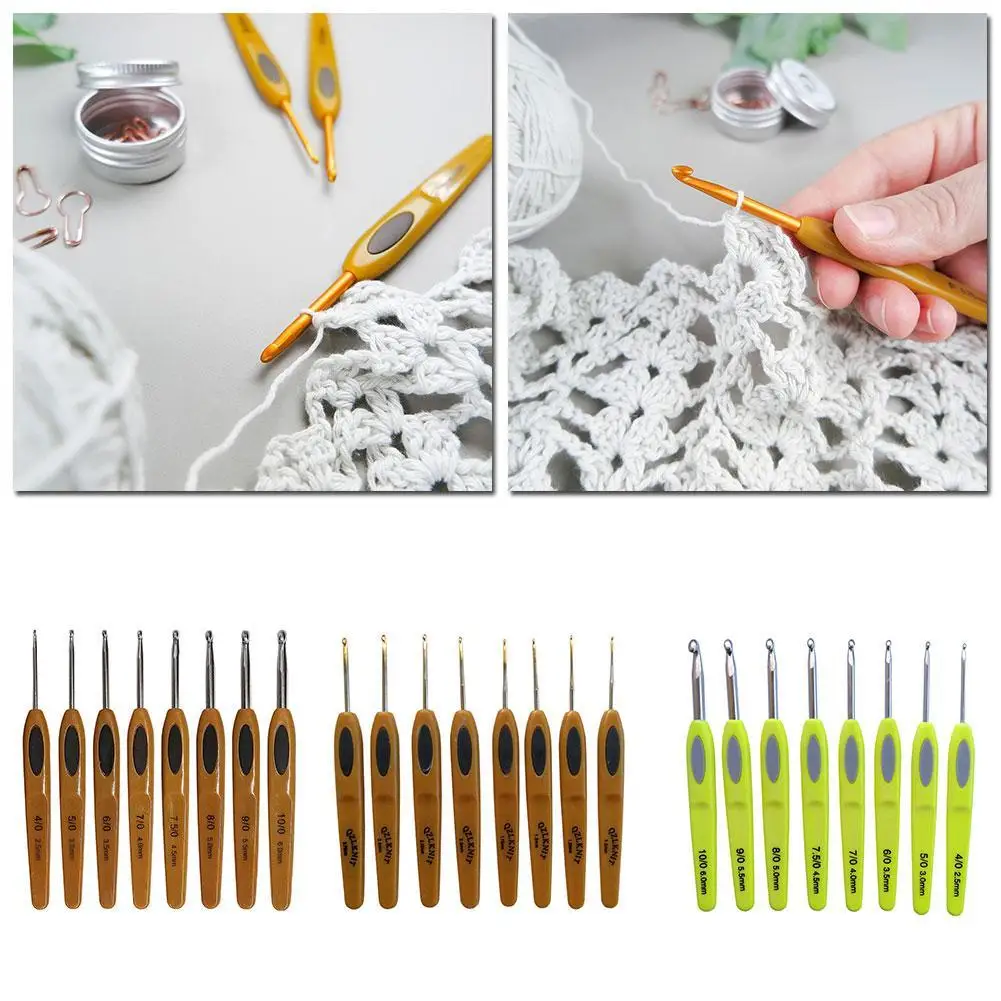 

8Pcs Glod Aluminum Croche Needle Kit Weave Tools Hooks So Accessories and Hooks Needles Weave Set Knitting Crochet Knitting Q1K6