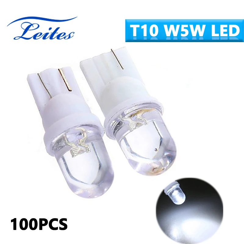 

Leites 100Pcs T10 W5W 501 2825 158 168 194 T10 Wedge Base Led Auto Light W5W Colorful 12v Led Car Lamp Auto Led Bulb