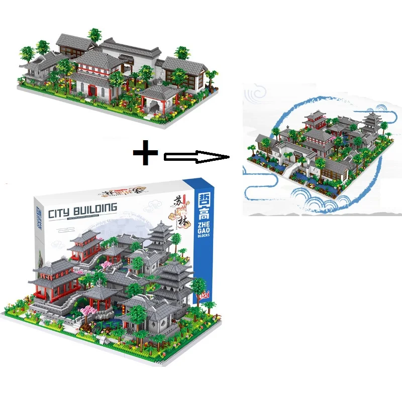 Конструктор LEZI Mini архитектурные блоки строительные модель для китайского дома