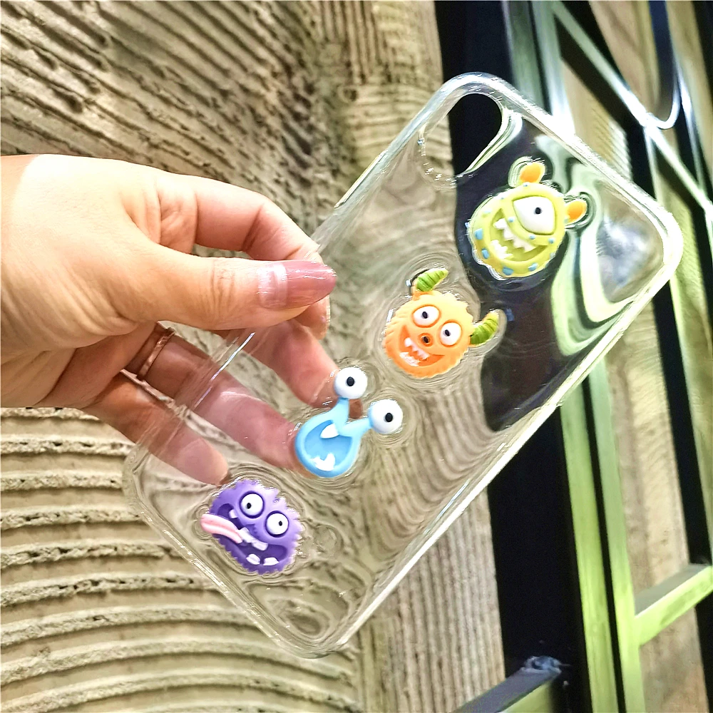 

Cartoon little monster Alien Big Eyed phone case For Apple iPhone11 12Pro max 7 8plus XR XS MAX 12 mini Silicone soft backcover