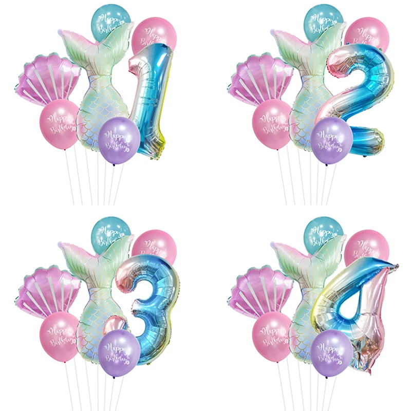 

Mermaid Tail Balloons Sea Shells Ballon Helium Foil Ocean Balloon for Mermaid Birthday Party Supplies Under The Sea Party Decor