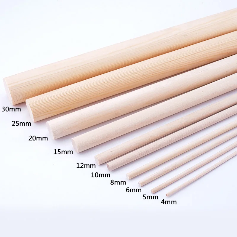 

Многоразмерные круглые деревянные палочки, полоски, полированные материалы для моделирования «сделай сам»