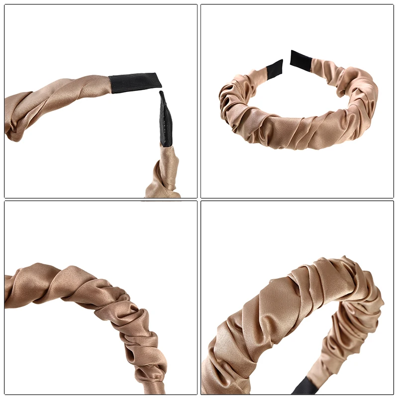 

AWAYTR New Fashion Autumn Hairband Women Individuality Pleated Headband Fresh Solid Hair Band Adult Matching Hair Accessories