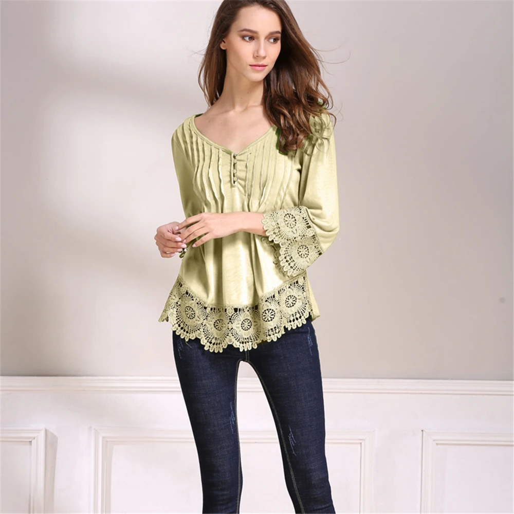 Футболка женская хлопковая с кружевом и круглым вырезом карамельных цветов|tees