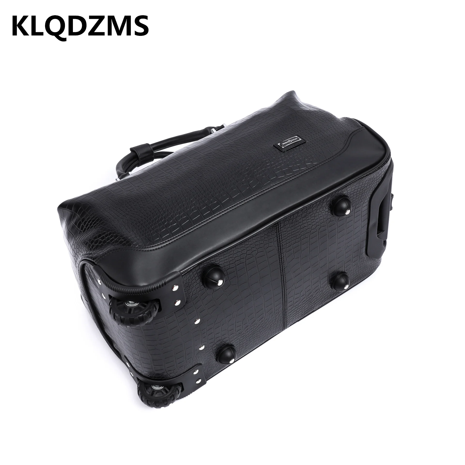 KLQDZMS 20’’24 Inch Women Hand Luggage Business Travel Suitcase On Wheels PU Men's Portable Detachable Trolley Travel Suitcase