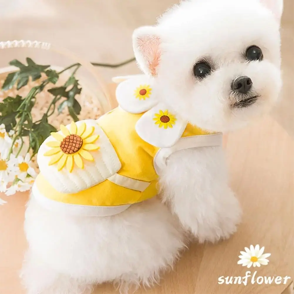 

Thin Breathable Vest For Two-legged Pet Lovely Puppy Vest Spring Summer Petal Collar Small Satchel for small dogs cats