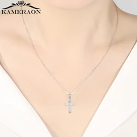 fashion female cross pendants full cz crystal jesus cross pendant necklace copper plated with platinum jewelry for menwomen