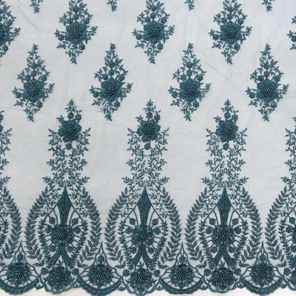 

2021 хорошее качество бисерная ткань тюль французское кружево с жемчугом HY1328-5