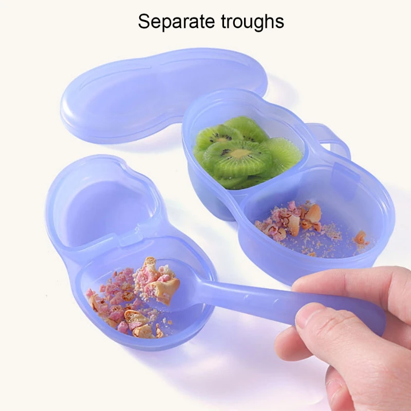 

Portable Baby Compartment Bowl Complementary Food Box Tableware with Lid and Spoon Infants Learning Utensils