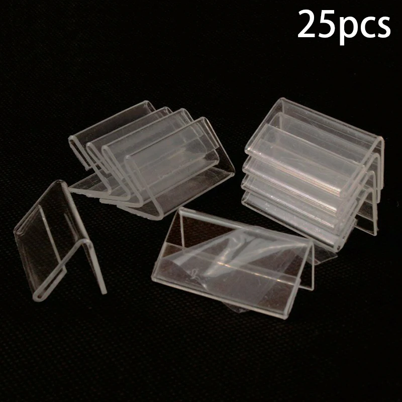 

25Pcs Tag Stand 6*4cm Acrylic Transparent L-Shaped Price Tag Display Holder Rack Label Stands Tool Racks Decorations