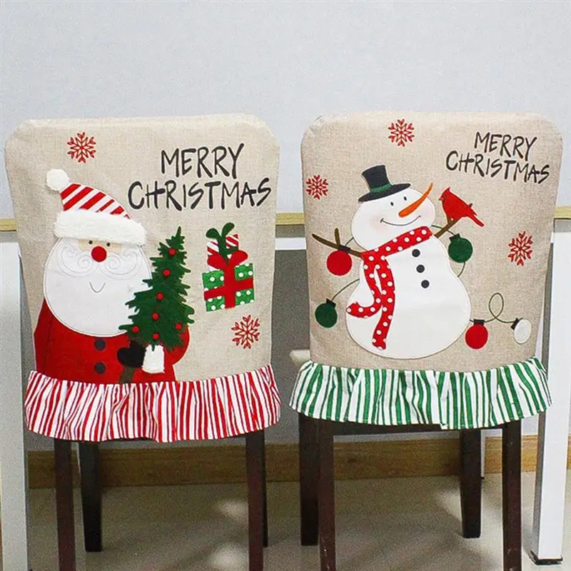

Christmas Embroidery Chair Cover Snowman Santa Claus Noel Merry Christmas Decor For Home 2021 Happy New Year Naviidad Supplies