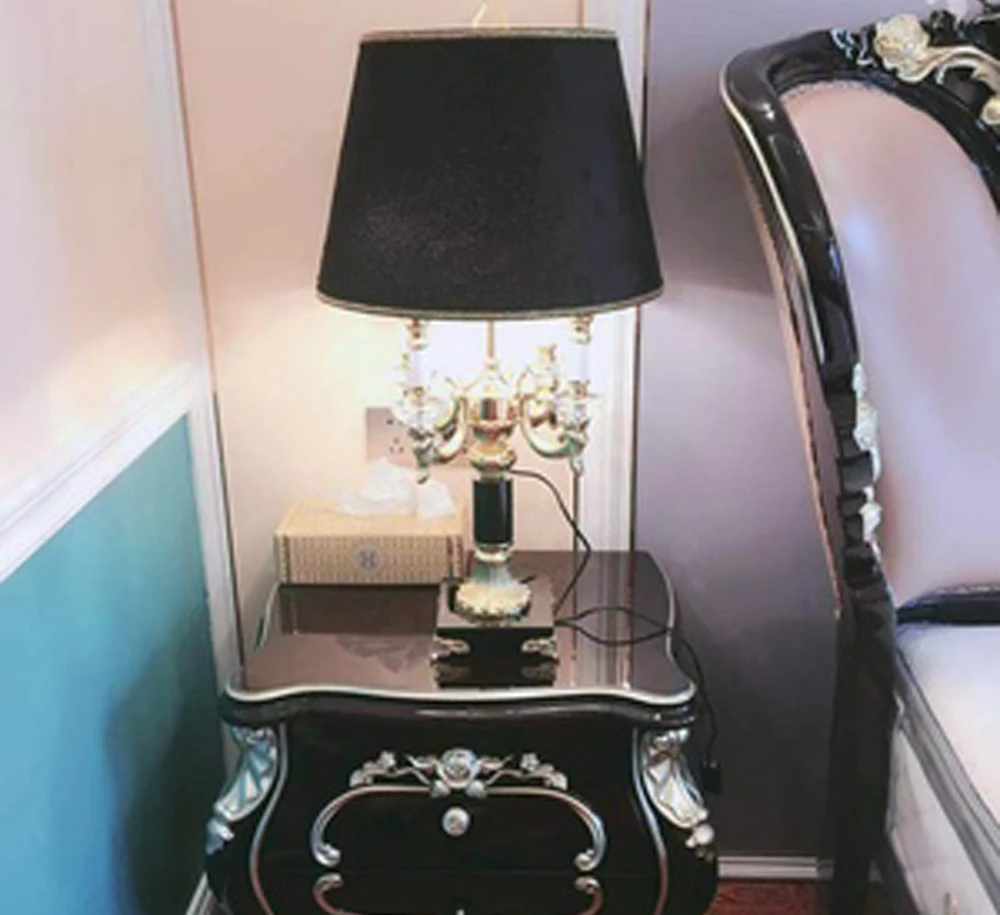 European style living room table lamp black white bedside lights height 78cm