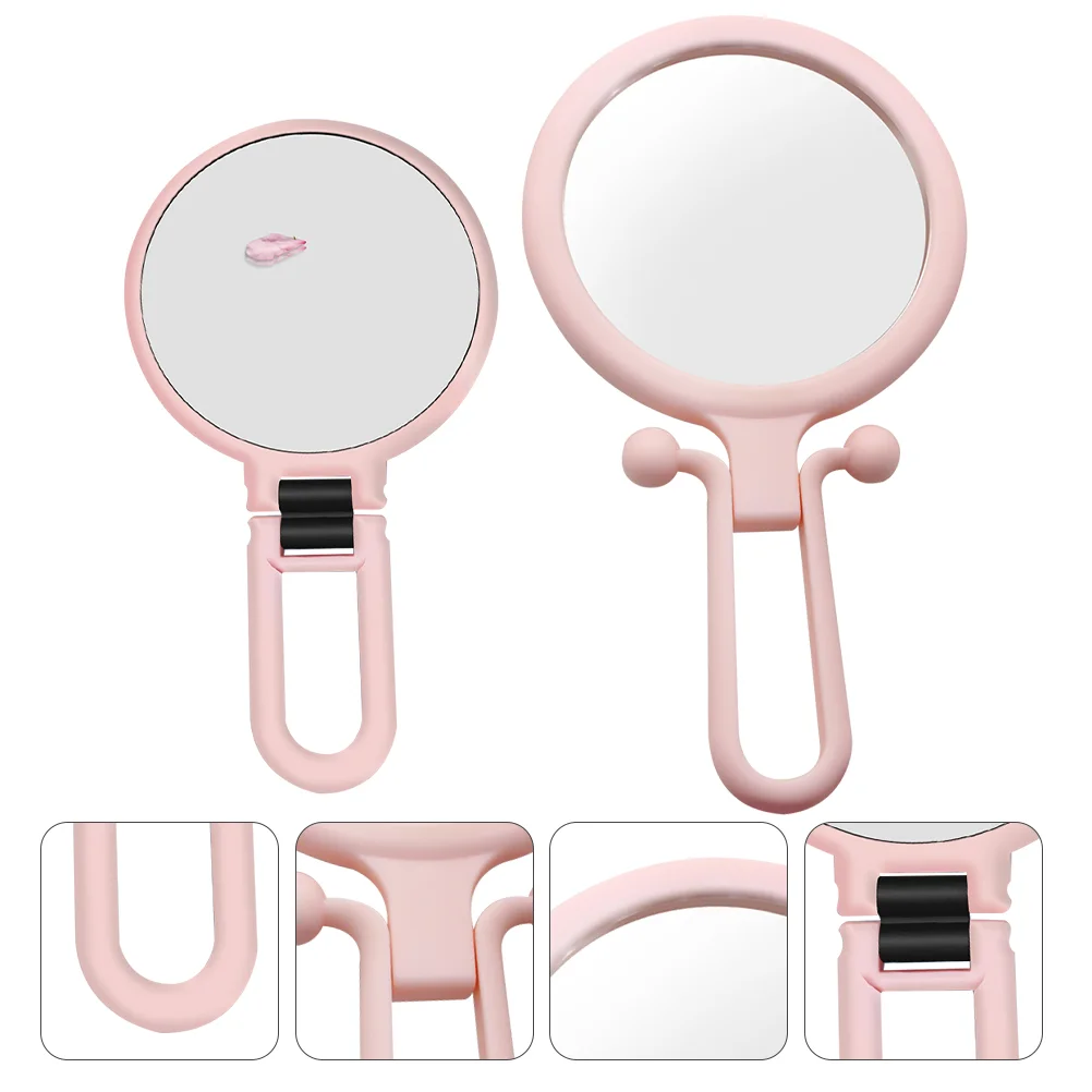 

2Pcs Folding Mirror Female Round Mirror Nordic Glass Mirror Makeup Tool
