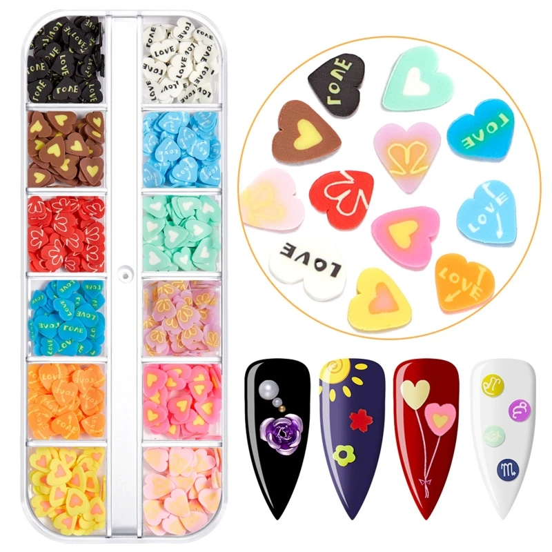 

Polymer Clay Slices Nail Art Design Slices Valentines Love Heart Flakes Decorations Manicure Nail Art Decorations для маникюра
