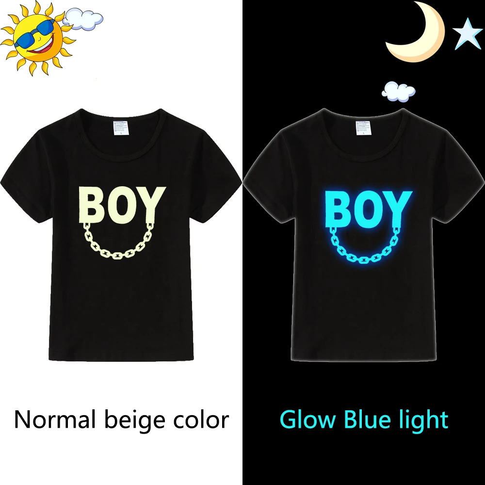 Детская осенняя флуоресцентная футболка для мальчиков и девочек с 3D рисунком