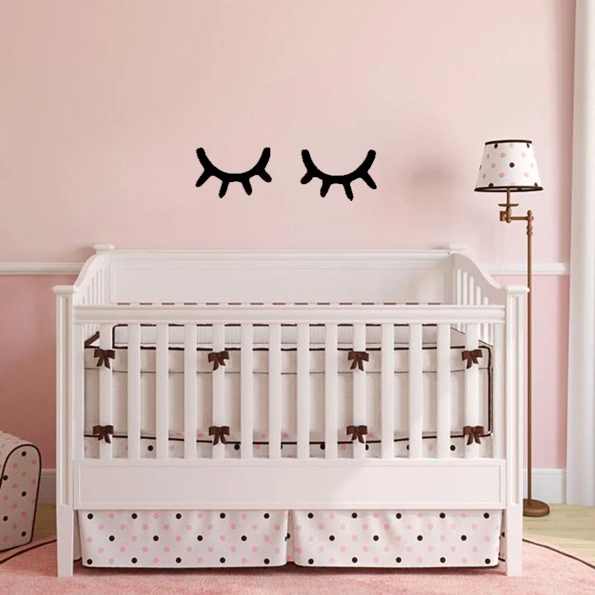 1 пара в скандинавском стиле милая деревянная 3D Наклейка на стену с ресницами