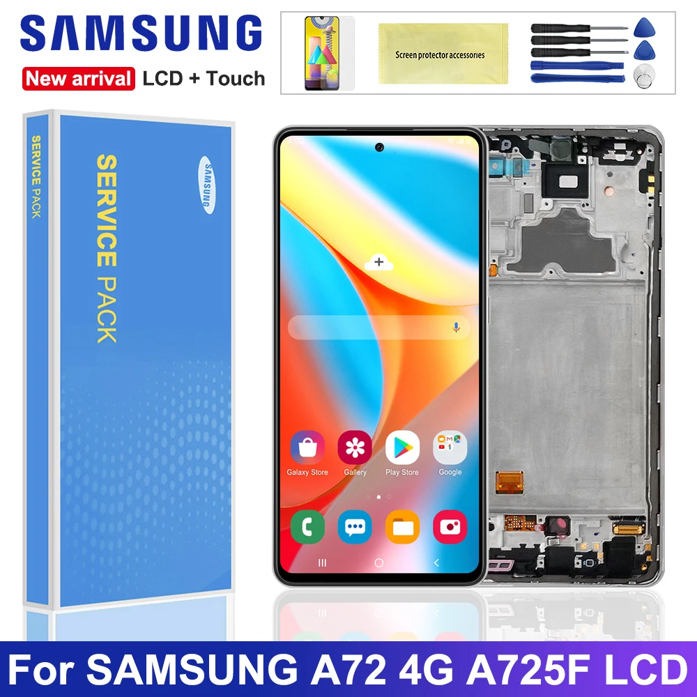 

6,7 "Оригинальный ЖК-дисплей для Samsung Galaxy A72, сенсорный экран, дигитайзер для Samsung Galaxy A72 SM-A725F A725 A725F/DS LCD