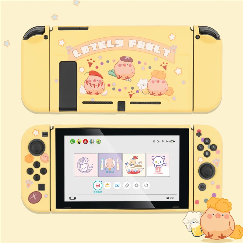 

Case For Nintendo Switch Case Cookie Chicken Cartoon Cute Fairy League Yellow TPU Soft Full Cover Shell For NS Accessories