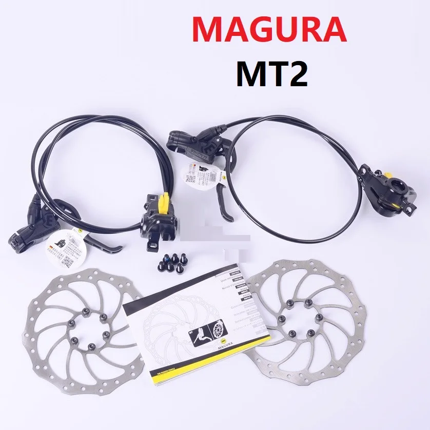 1 set MAGURA MT2 велосипедный передний задний гидравлический Diac тормозной рычаг и суппорт MTB горный велосипед масляный тормоз с тормозным ротором 160 мм - Цвет: 1 set