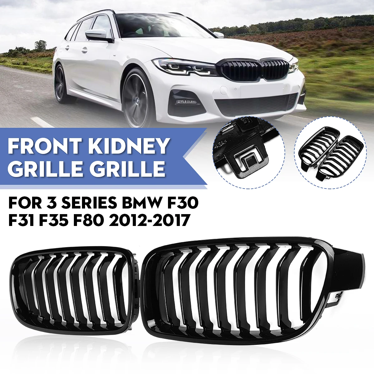 Решетка для радиатора передняя BMW 3 Series F30 F31 F35 F80 2012 2013 2014 2015-2018 пара матовый блесек