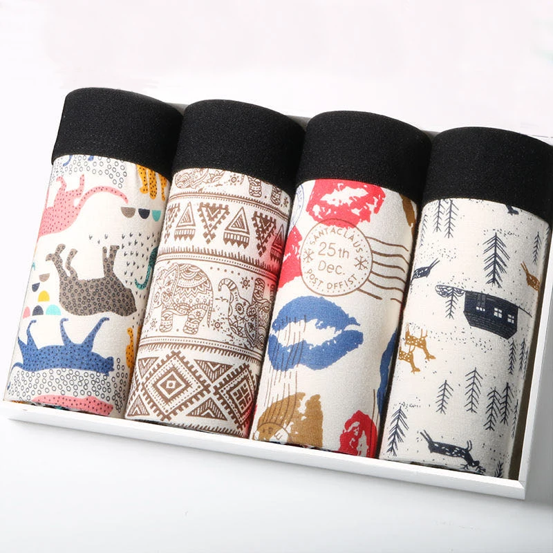 4Pcs Boxer Underwear Moda Mens Underwear Cotton Boxers Underpants Breathabe Boxer Shorts Men Cueca Mae Panties Boxershorts