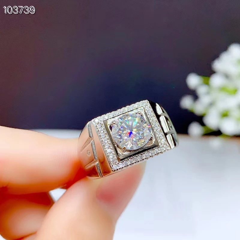 

exquisite sparkling moisanite ring for men ring 925 sterling silver birthday gift shiny better than diamond strong power luxury