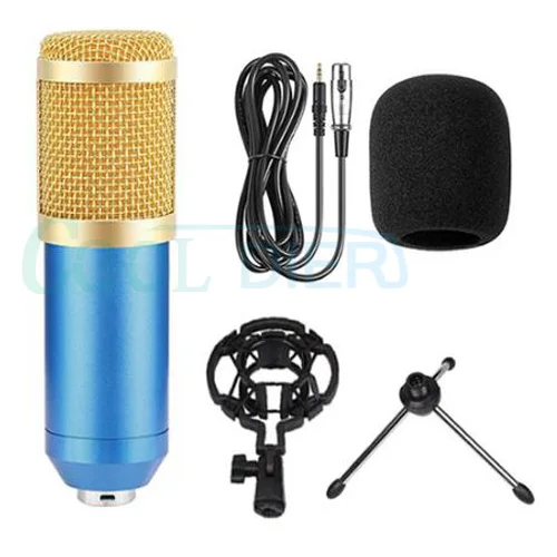 blue with tripod Прохладный DIER BM800 профессиональный конденсаторный микрофон с ударным креплением Mikrofon конденсаторный звукозаписывающий микрофон для радио braodcasing - Цвет: blue with tripod